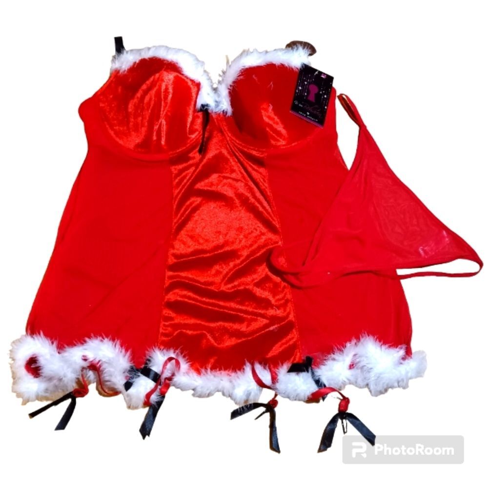 NWT Plus Size Red Velvet  Xmas/Valentine Bow Corset Bustier Sz 5X